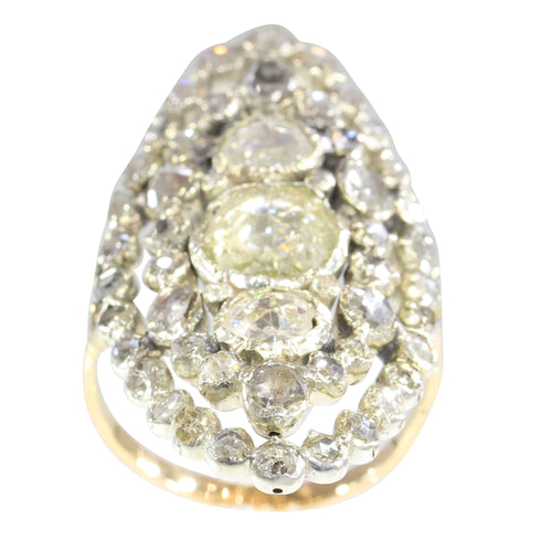 Bague 58 Bague victorienne en or rouge 14K et argent, 53 diamants taille rose 58 Facettes 23073-0137