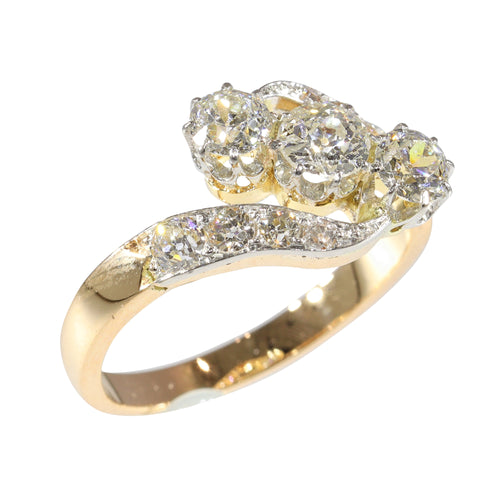 Bague 56 Bague Belle Époque Art déco en or 14K et platine avec diamants 58 Facettes 24029-0362