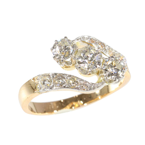 Bague 56 Bague Belle Époque Art déco en or 14K et platine avec diamants 58 Facettes 24029-0362