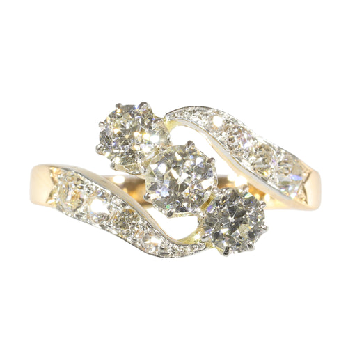 Bague 56 Bague Belle Époque Art déco en or 14K et platine avec diamants 58 Facettes 24029-0362