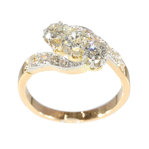 Bague 56 Bague Belle Époque Art déco en or 14K et platine avec diamants 58 Facettes 24029-0362