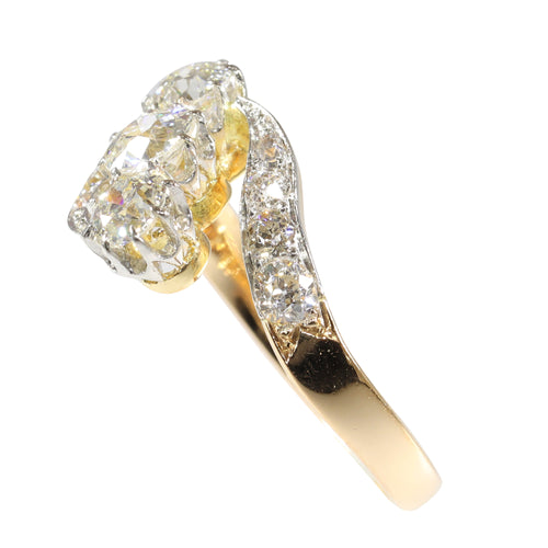 Bague 56 Bague Belle Époque Art déco en or 14K et platine avec diamants 58 Facettes 24029-0362
