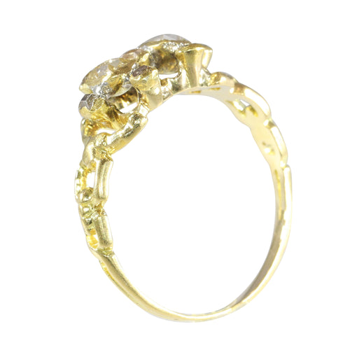 Bague 55 Artisanat du XVIIe siècle : bague baroque en or avec diamants taille table 58 Facettes 23331-0247