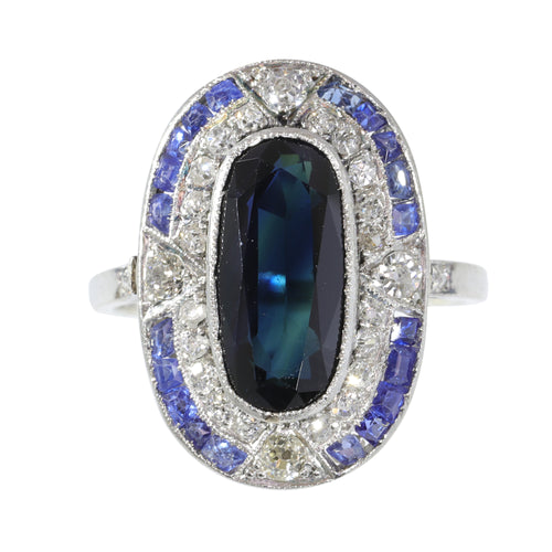 Bague 54 Bague Art déco en platine, saphirs et diamants 58 Facettes 23271-0609