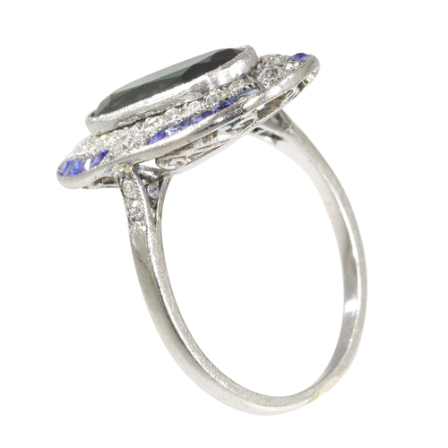 Bague 54 Bague Art déco en platine, saphirs et diamants 58 Facettes 23271-0609