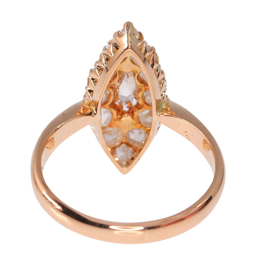 Bague 59 Bague marquise ancienne en or rose 18K et diamants 58 Facettes 23271-0585