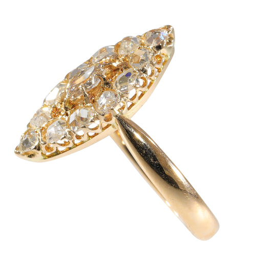 Bague 59 Bague marquise ancienne en or rose 18K et diamants 58 Facettes 23271-0585