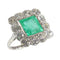 Bague 52 Art déco - Bague géométrique en platine, émeraude et diamants 58 Facettes 24110-0131