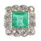 Bague 52 Art déco - Bague géométrique en platine, émeraude et diamants 58 Facettes 24110-0131