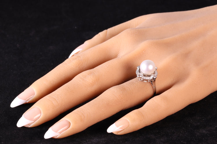 Bague 51 Bague Art déco 1920 en platine, perle et diamants 58 Facettes 24110-0137