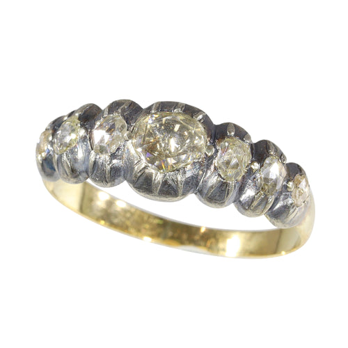 Bague 62 Époque victorienne - Bague alliance en or jaune 18K, argent et diamants 58 Facettes 24161-0040