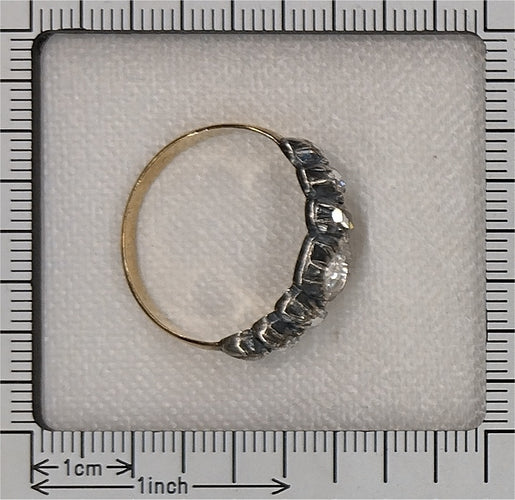 Bague 62 Époque victorienne - Bague alliance en or jaune 18K, argent et diamants 58 Facettes 24161-0040