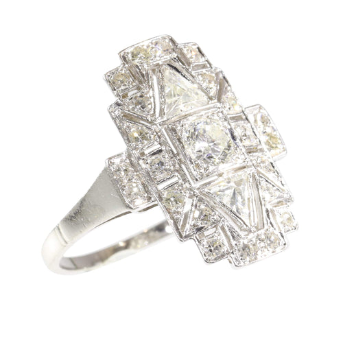 Bague 56 Bague vintage années 1950 Art déco en platine et diamants 58 Facettes 24002-0086