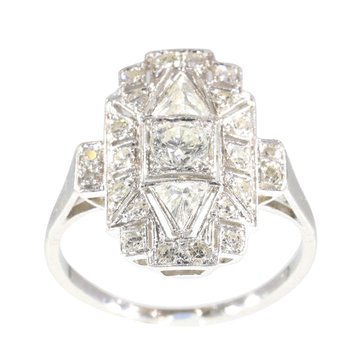 Bague 56 Bague vintage années 1950 Art déco en platine et diamants 58 Facettes 24002-0086