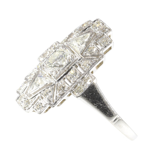 Bague 56 Bague vintage années 1950 Art déco en platine et diamants 58 Facettes 24002-0086