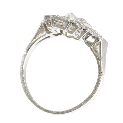 Bague 56 Bague vintage années 1950 Art déco en platine et diamants 58 Facettes 24002-0086