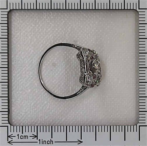 Bague 54 Art déco - Bague en platine avec diamants et rubis 58 Facettes 24289-0203