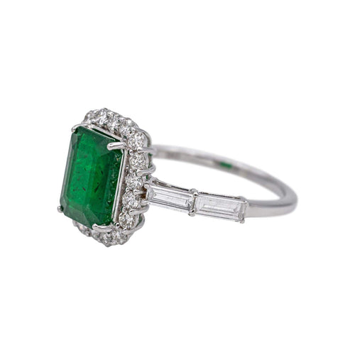Bague 54 Bague en or blanc 18 carats avec émeraude et diamants 58 Facettes 5069573RV