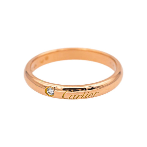 Bague 53 Cartier Alliance C - Bague alliance en or rose sertie d’un diamant 58 Facettes 4951463CN