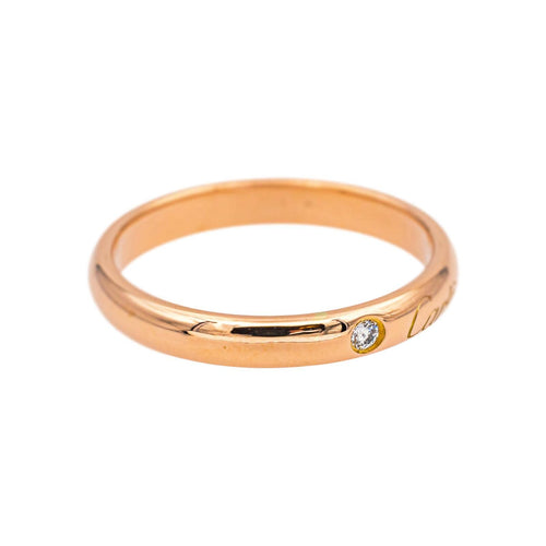 Bague 53 Cartier Alliance C - Bague alliance en or rose sertie d’un diamant 58 Facettes 4951463CN