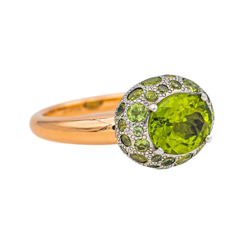 Bague 56 Pomellato Tabou - Bague en or rose et argent péridots 58 Facettes 4909527CN