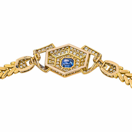 Collier Collier en or jaune 18 carats avec saphir et diamants 58 Facettes 5026620CN