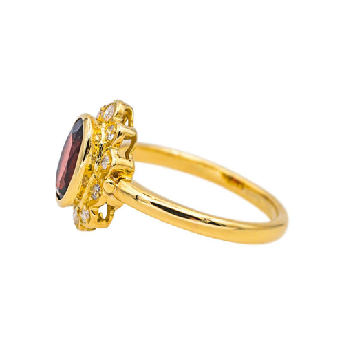 Bague 54.5 Bague Pompadour en or jaune 18 carats grenat et diamants 58 Facettes 4824714CN