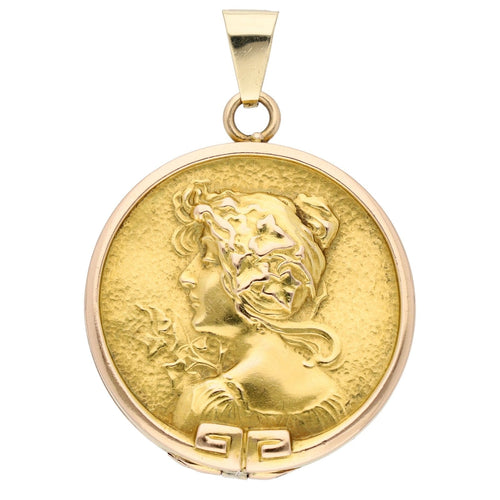 Pendentif Pendentif médaillon camée Art nouveau en or jaune 14k 58 Facettes 9F4E975B7935451C8C10062EC1F07863