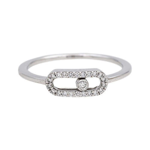 Bague 51 Messika Move Uno - Bague pavée en or blanc et diamants 58 Facettes 4993415CN