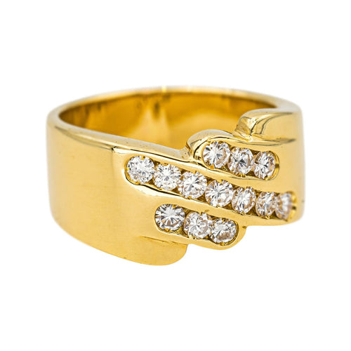 Bague 51 Bague en or jaune 18 carats sertie de diamants 58 Facettes 4712456CN