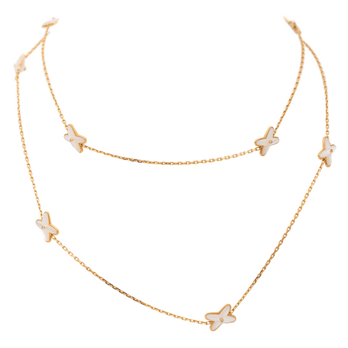 Collier Chaumet Jeux de Liens - Collier sautoir en or rose, diamants et nacre 58 Facettes 1347094CN