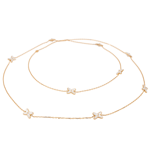 Collier Chaumet Jeux de Liens - Collier sautoir en or rose, diamants et nacre 58 Facettes 1347094CN