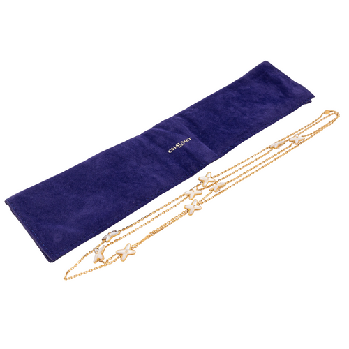 Collier Chaumet Jeux de Liens - Collier sautoir en or rose, diamants et nacre 58 Facettes 1347094CN