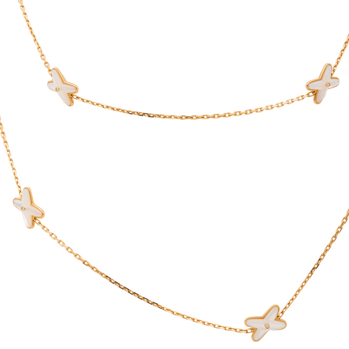 Collier Chaumet Jeux de Liens - Collier sautoir en or rose, diamants et nacre 58 Facettes 1347094CN