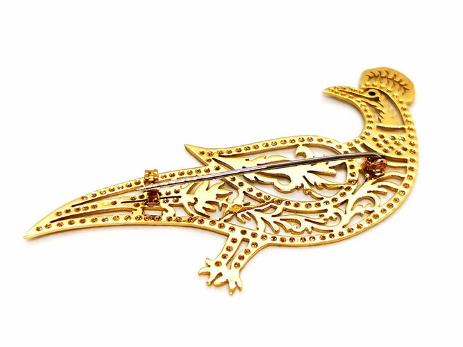Broche Broche paon en or jaune 18 carats avec diamants et émeraude 58 Facettes 1186435CN