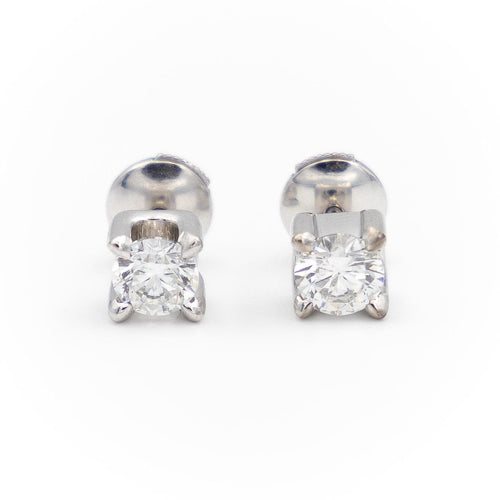 Boucles d'oreilles Boucles d’oreilles puces - Diamants taille brillant en or blanc 18 carats 58 Facettes 1931129CN