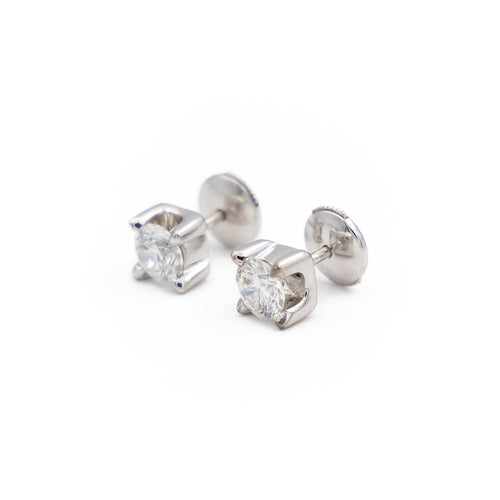 Boucles d'oreilles Boucles d’oreilles puces - Diamants taille brillant en or blanc 18 carats 58 Facettes 1931129CN