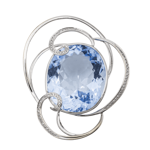Pendentif Pendentif en or blanc avec aigue-marine et diamants 58 Facettes 2826011CN