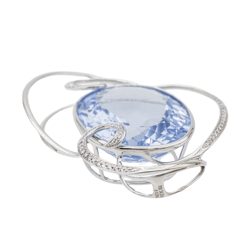 Pendentif Pendentif en or blanc avec aigue-marine et diamants 58 Facettes 2826011CN