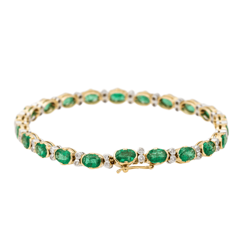 Bracelet Bracelet en or jaune et or blanc 18 carats avec émeraudes et diamants 58 Facettes 3182205CN