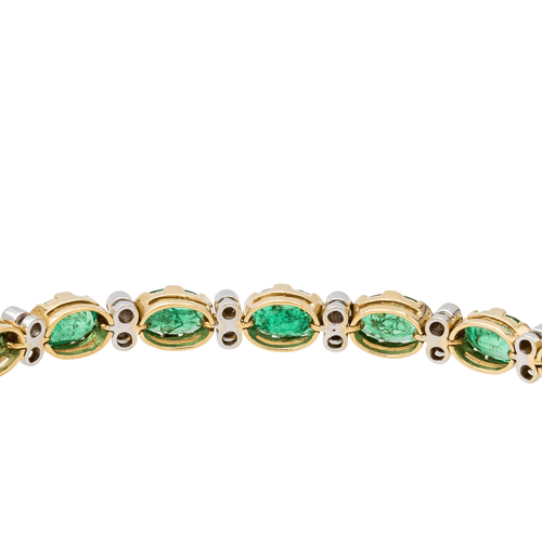 Bracelet Bracelet en or jaune et or blanc 18 carats avec émeraudes et diamants 58 Facettes 3182205CN
