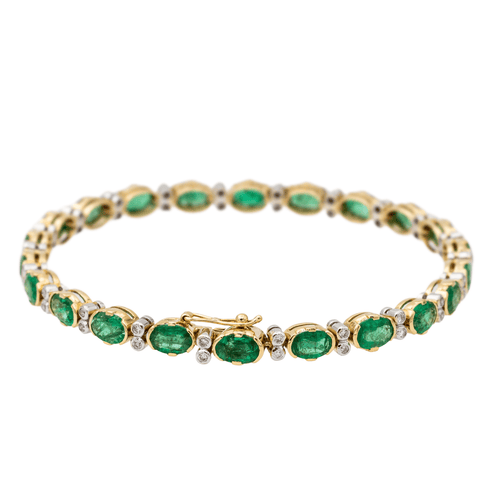 Bracelet Bracelet en or jaune et or blanc 18 carats avec émeraudes et diamants 58 Facettes 3182205CN