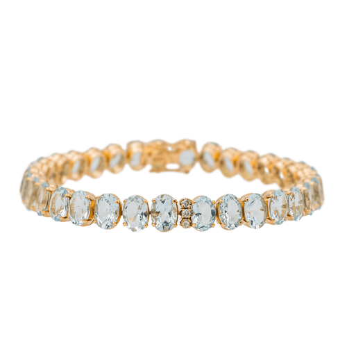 Bracelet Bracelet en or rose, aigues-marines et diamants 58 Facettes 3357370CN