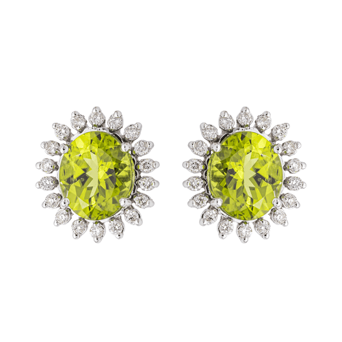 Boucles d'oreilles Boucles d’oreilles en or blanc 18 carats avec péridots et diamants 58 Facettes 3013258CN