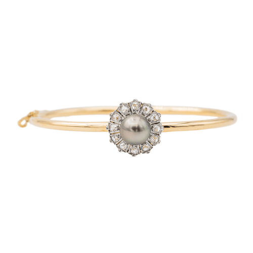 Bracelet Bracelet jonc - Perle de Tahiti et diamants en or jaune 58 Facettes 2833301CN