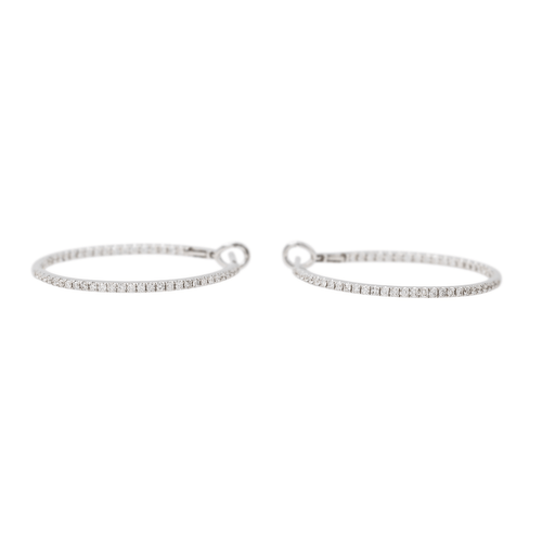 Boucles d'oreilles Créoles - Boucles d’oreilles en or blanc 18 carats et diamants 58 Facettes 3853169RV