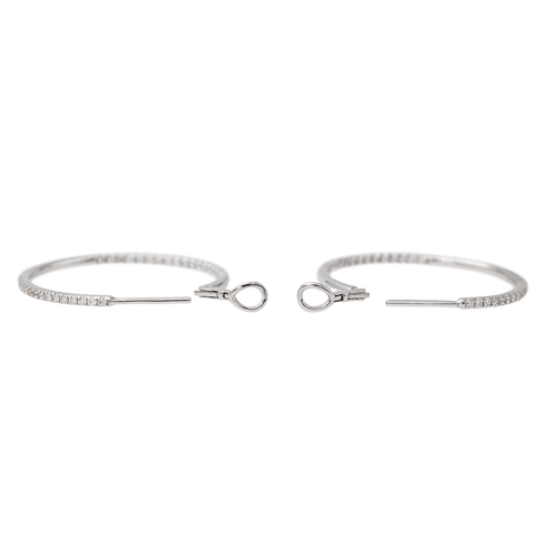 Boucles d'oreilles Créoles - Boucles d’oreilles en or blanc 18 carats et diamants 58 Facettes 3853169RV