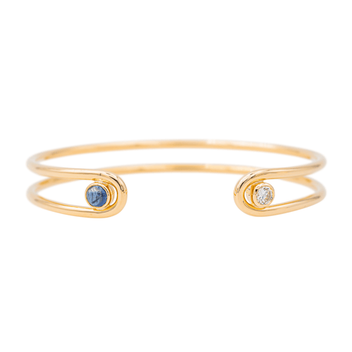 Bracelet Bracelet jonc en or jaune 18 carats avec diamant et saphir 58 Facettes 3105930CN