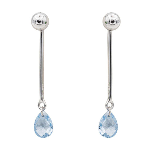 Boucles d'oreilles Boucles d'oreilles pendantes en or blanc et aigues-marines 58 Facettes 3145033CN
