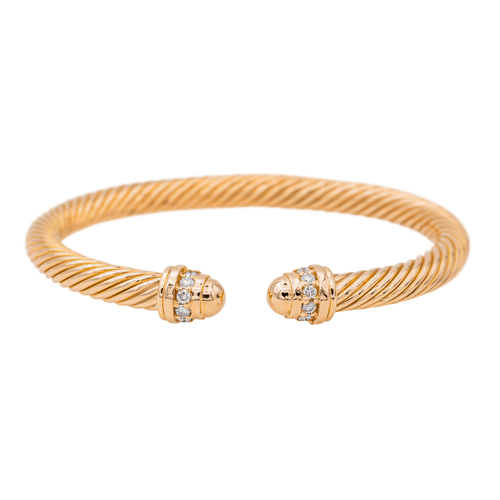 Bracelet Bracelet jonc en or rose 18 carats serti de diamants 58 Facettes 3462405CN